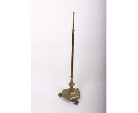 A substantial brass standard lamp base, adjustable with hexagonal base, in the Art Deco style, 103cm high not extended