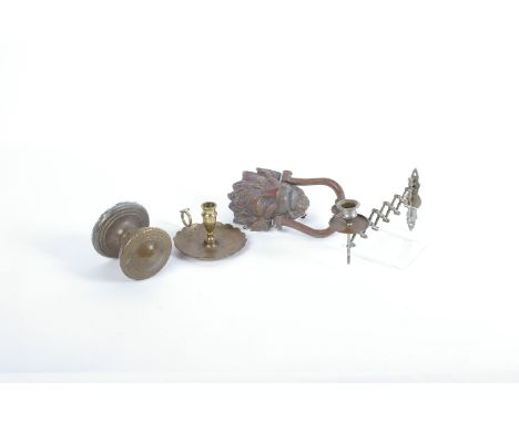 A 19th century substantial door knocker with Lion face, complete with door stud and large brass handle. together with two sma