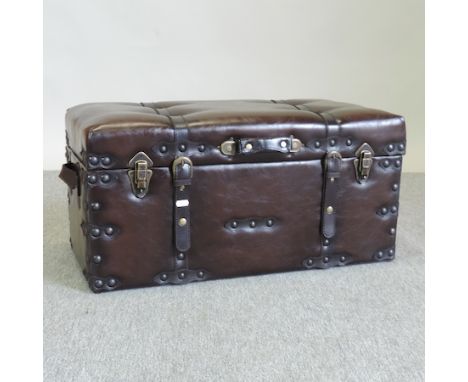 A modern leather bound trunk, 72cm