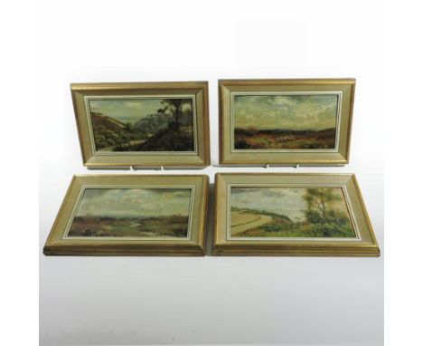 Arthur de Tivoli, act. circa 1900, four various landscape views, signed oil on panel, each 14 x 25cm