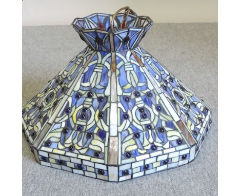 A Tiffany style glass ceiling light shade, 47cm diameter
