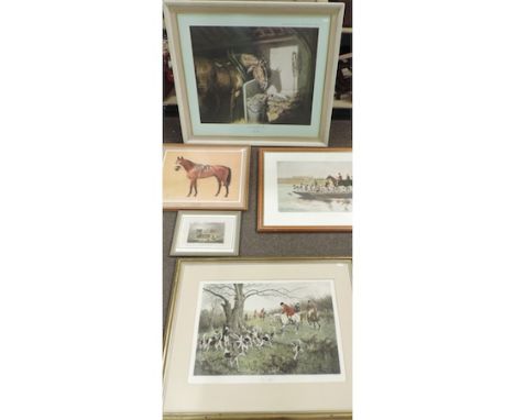 A collection of prints, to include David Shepherd, Spring Ploughing, 255/850, signed in pencil to the margin, 49 x 99cm, a hu