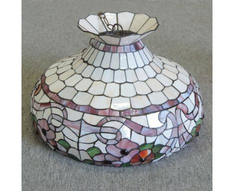 A large Tiffany style ceiling light shade, 50cm diameter