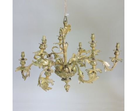 An ormolu six branch chandelier, with nine sconces, 69cm diameter
