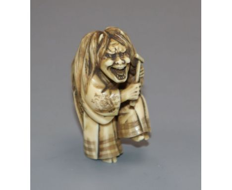 A 19th century Japanese ivory oni netsuke 5.5cm