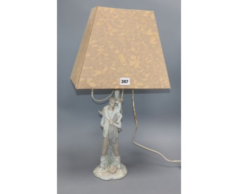 A Lladro porcelain lamp base