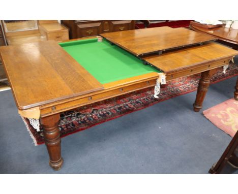 A Riley oak snooker/dining table L.195cm