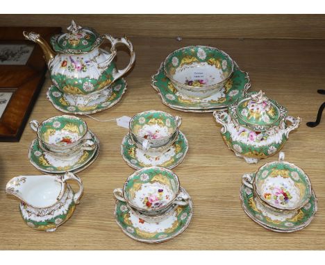 A Coalport felspar porcelain tea service, c.1820-5, pattern no. 2/563,