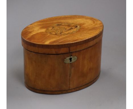 A George III satinwood tea caddy height 13cm