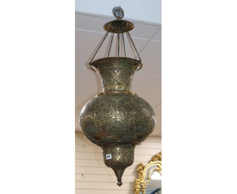 A large brass mosque lamp