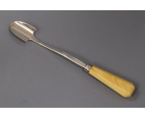 A George III ivory handled silver stilton scoop by William &amp; Samuel Knight, London, 1810, 23.7cm.