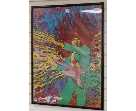 An original 1968 framed Jimi Hendrix poster by Martin Sharp