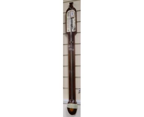 An R. A. Ransley inlaid mahogany stick barometer H.100cm