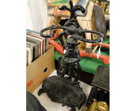 A Painted metal stick stand with figure support