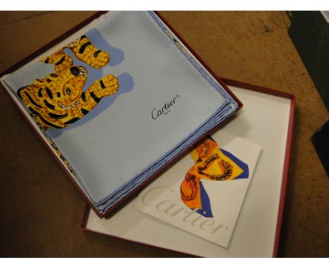 A Cartier scarf "Motif Bracelets Pantheres" - boxed.