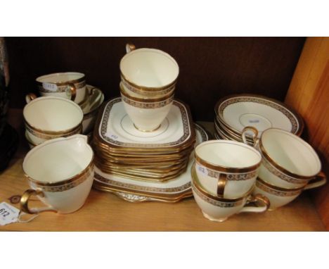 1930s Gladstone china tea service with gilded borders.