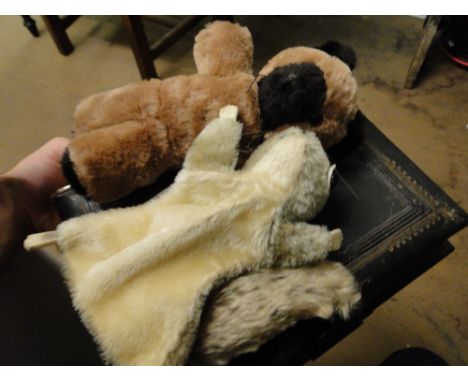 A Steiff squirrel hand puppet, & a small teddy bear