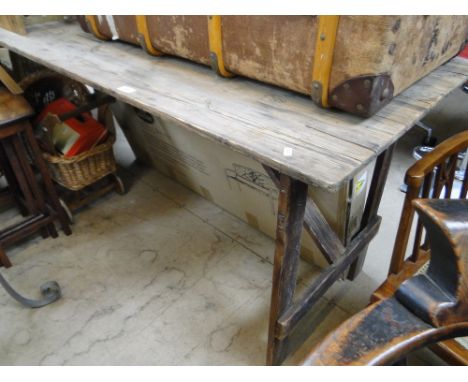 Vintage  pine  trestle table on folding base