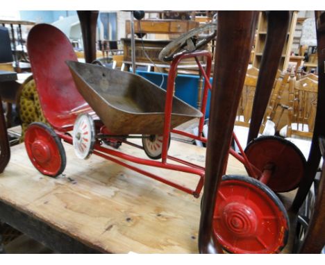 Vintage sledge, childs trike & trailer