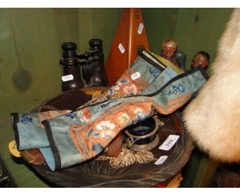Carved miniature shoe, French metronome, carved wood figure bar set, etc