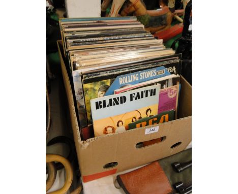 Box of vintage LP records