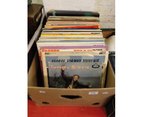 Box of Vintage LPs including Tommy Steele and George Formby.