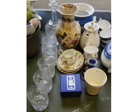 Mason's vase, coffeeware, decanter and tumblers, etc.