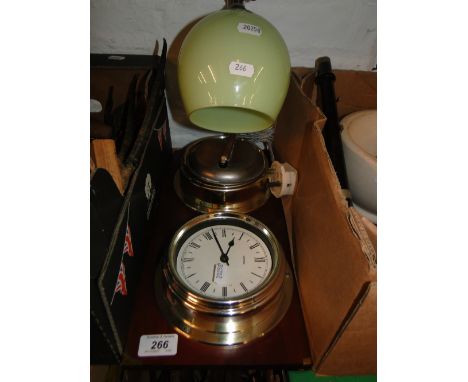 Metamec barometer and clock, and a Vintage desk lamp.