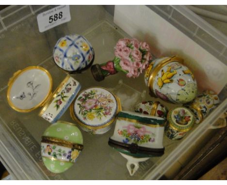 Halcyon Days enamel pillboxes and others.