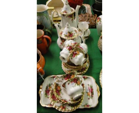 A Royal Albert "Old Country Roses" teaset with teapot and hot water jug.
