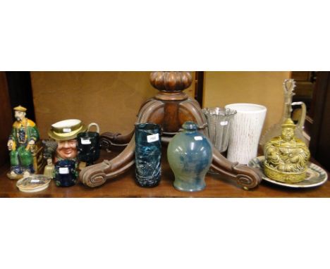 A Mdina glass vase, celery vase, decanter, etc.