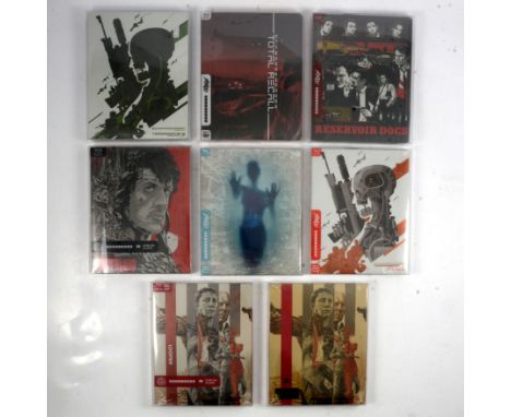Mondo Steelbook Blue-rays, eight including First Blood; Looper, two cover colours; Terminator 2, two cover colours; Ex Machin