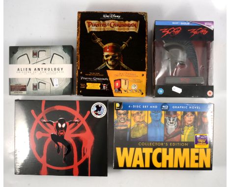 Blu-ray film box sets, five including Blufans Exclusive Spider-Man - Into the Spider-Verse; Watchmen Collector's Edition; Ali