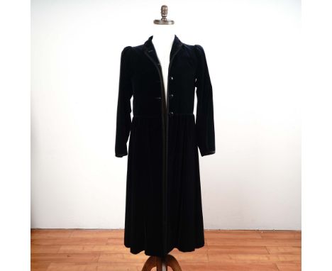 Rare and exquisite 1976 Saint Laurent evening overcoat in deep blue velvet, showcasing the designer's signature sophisticatio