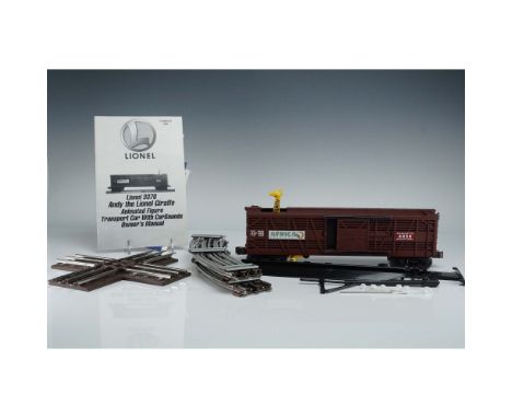 Released in 1998, this 2-piece Lionel train set features the whimsical Andy the Giraffe animated transport car, numbered 3356
