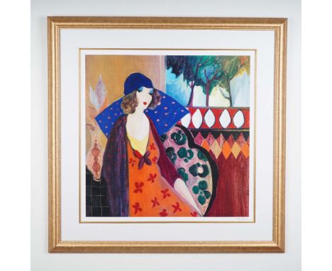 This vibrant serigraph titled Shadows of Light is an original limited edition print by renowned Israeli artist Itzchak Tarkay