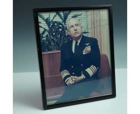 Color photograph signed by Admiral Thomas Hinman Moorer, who served as Chairman of the Joint Chiefs of Staff from 1970 to 197