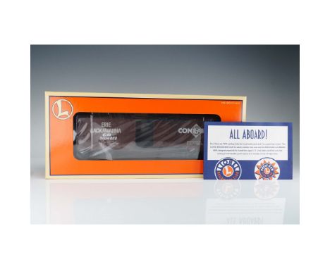 Lionel O Gauge Erie Lackawanna Conrail boxcar no. 646498, featuring crisp brown molded plastic body with white painted Erie L