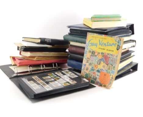 A large quantity of collated world stamps, stamp albums containing British and Commonwealth, etc.