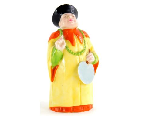 A Royal Worcester porcelain candle snuffer, modelled in the form of a Mandarin gentleman, 9cm high.