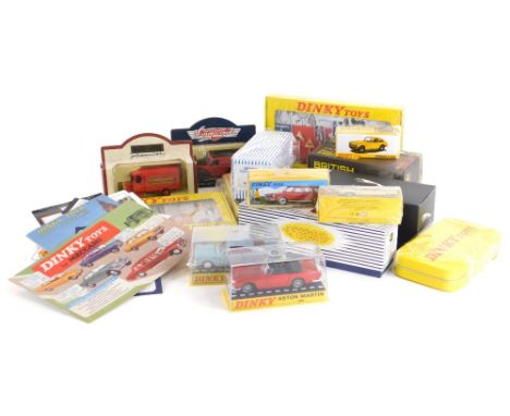 A quantity of collectable die cast late Dinky cars, to include Aston Martin, Leyland Octopus tanker, other die cast vehicles,