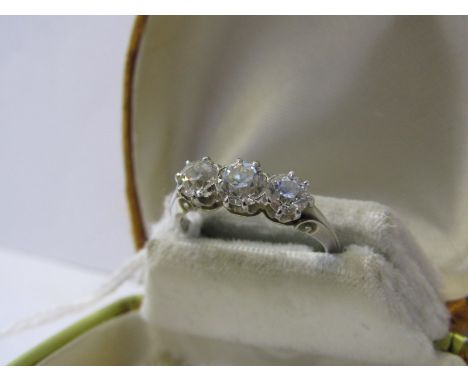 WHITE GOLD 3 STONE DIAMOND RING, total diamond weight in excess of 0.75ct 