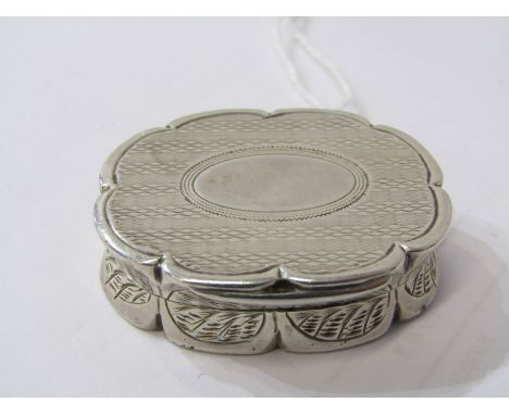 SILVER PILL BOX with engine turned design and vacant catouche, circa Birmingham 1876 