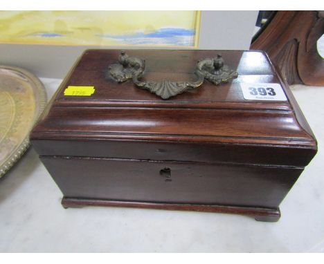 GEORGIAN TEA CADDY, Georgian mahogany tea caddy, 9" 