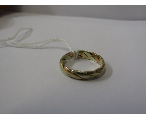 9ct 3 TONE RUSSIAN GOLD STYLE WEDDING BAND, size K/L 