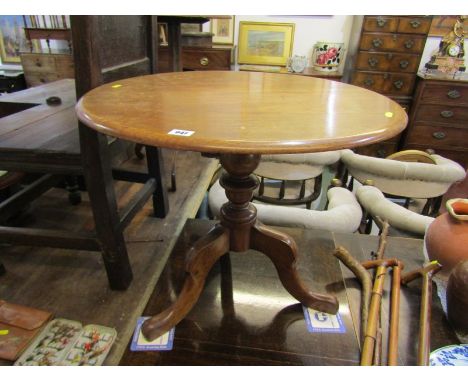 TRIPOD BASE MAHOGANY CIRCULAR SUPPER TABLE, 25" dia 