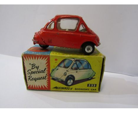 CORGI, "Heinkel Trojan Car" model no 233, red body in original box 