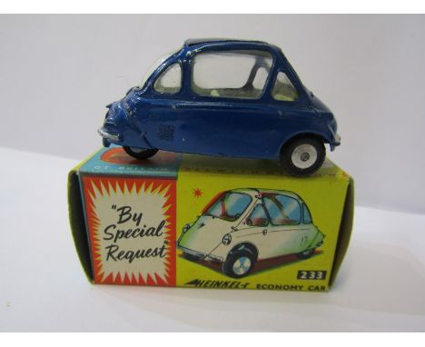 CORGI, "Heinkel Trojan Economy Car", model no 233 in metallic blue body 
