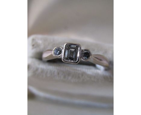 18ct WHITE GOLD EMERALD CUT DIAMOND RING, principal emerald cut diamond approx 0.3ct of VS clarity, H-I colour accessed with 