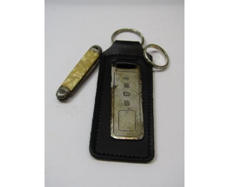 SILVER HM KEY RING, silver ring and small fruit knife 